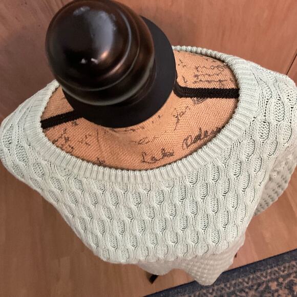 Old Navy textured fisherman sweater Mint Green Honeycomb knit pullover cotton M - Picture 11 of 13